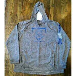 Under Armour Chicago Cubs Hoodie Sweatshirt Men's 2XL Gray Blue Logo